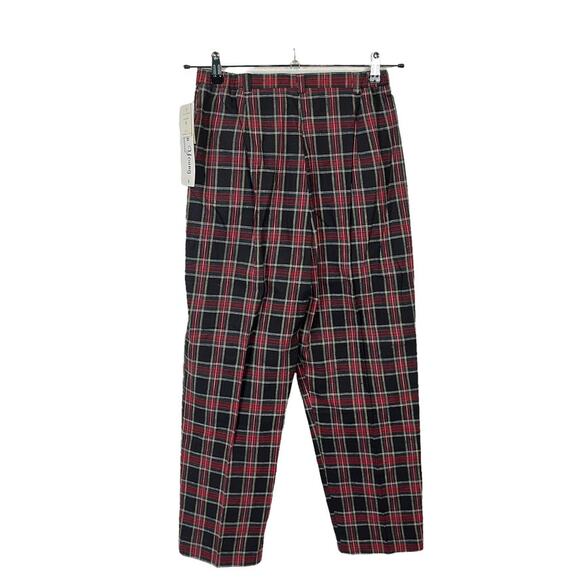 Sharon Young Plaid Pants Linen Cotton High Rise Trousers Retro Women Size 6 New - Picture 2 of 16